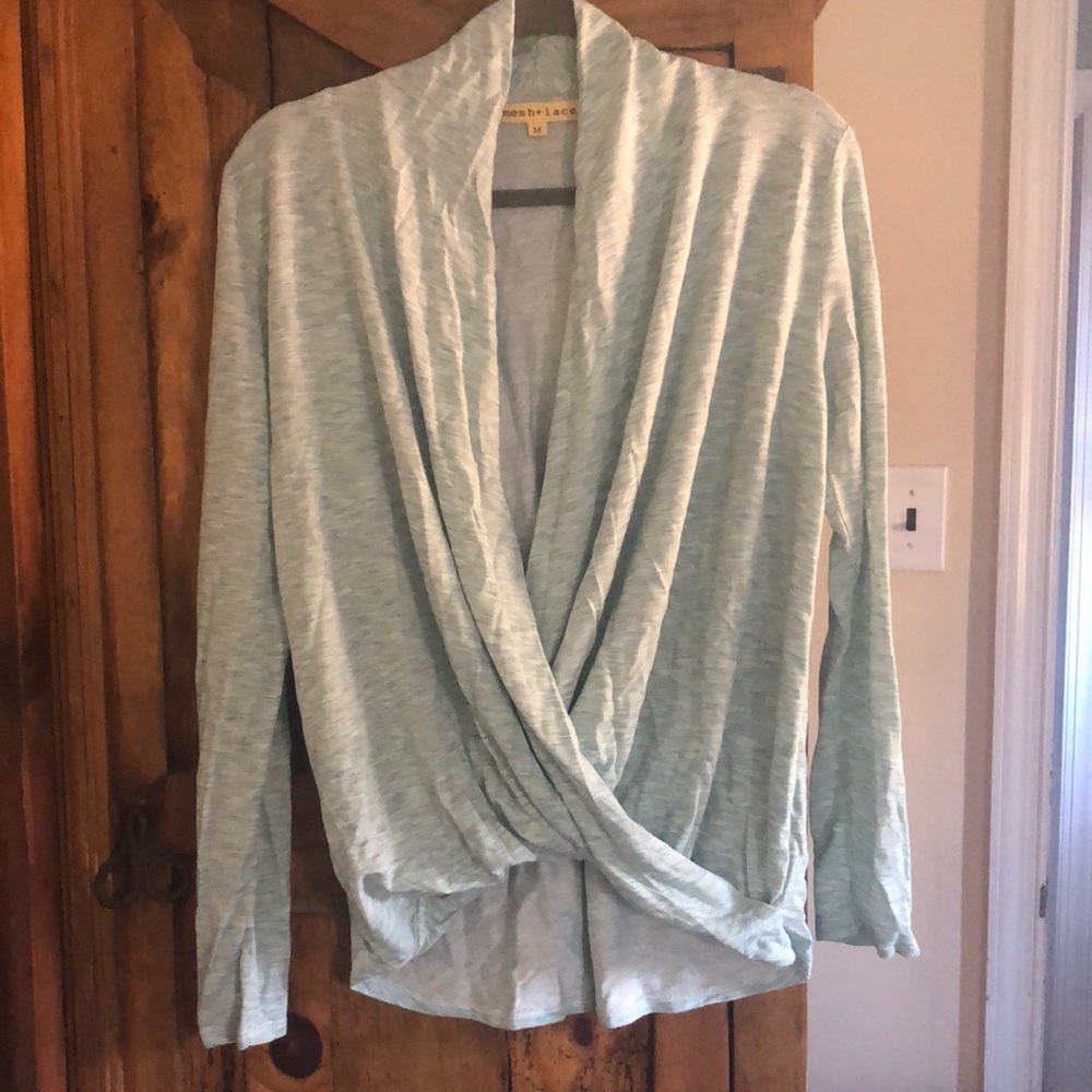 Light green / turquoise yoga sweater.